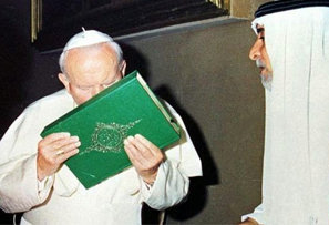 Description: Anti Pope John Paul II kissing the Koran